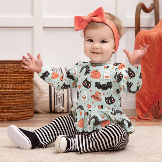 Tesa Babe - Halloween Baby Girl Outfit – Bamboo Top & Cotton Pants