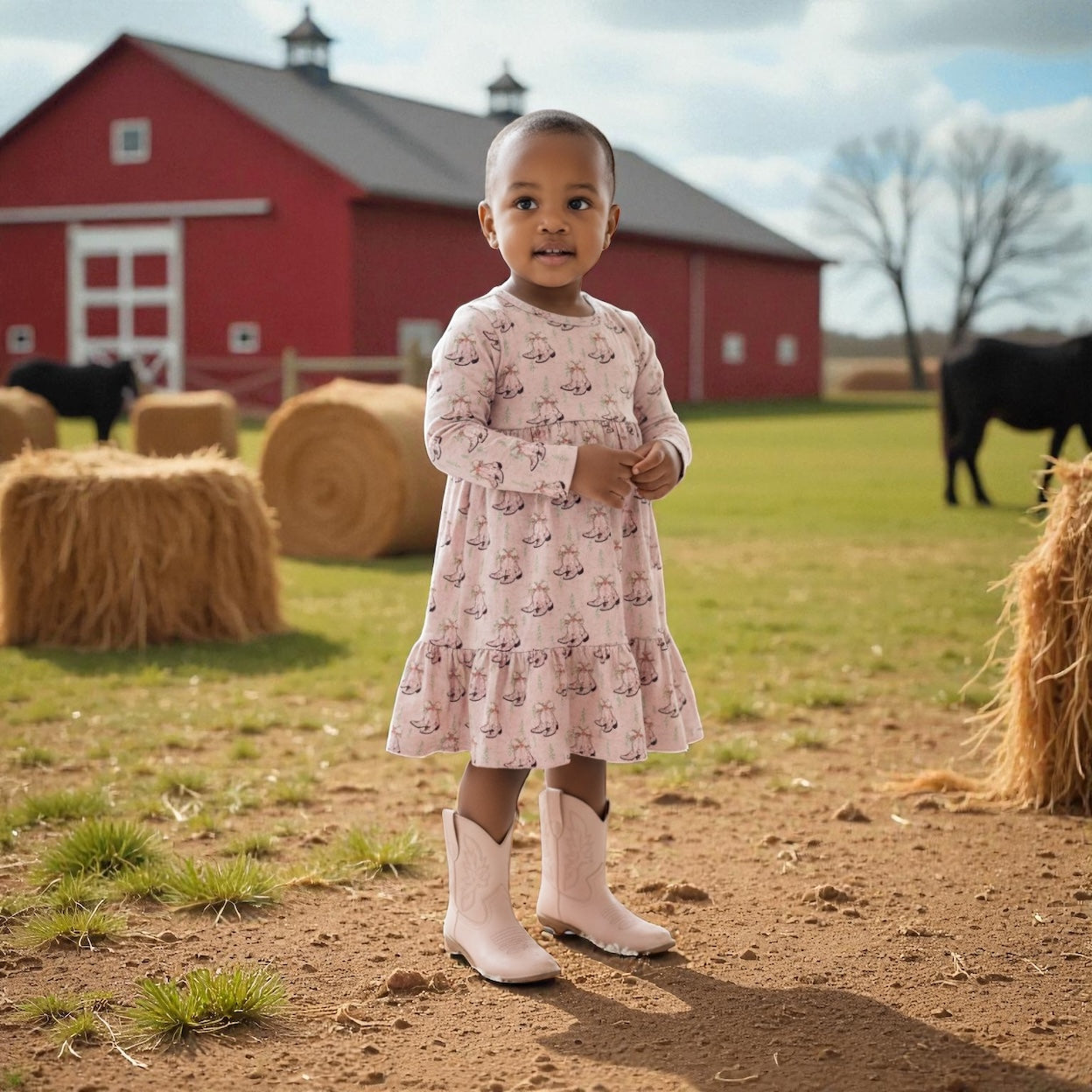 Max and Pippa - Cowgirl Christmas Twirl Dress