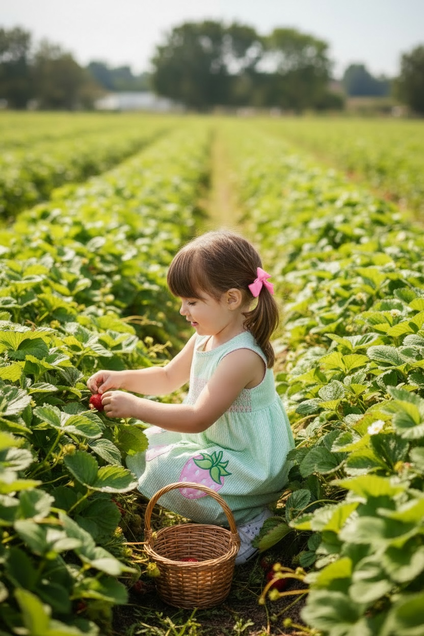 Little Girls Strawberry Smocked Dress