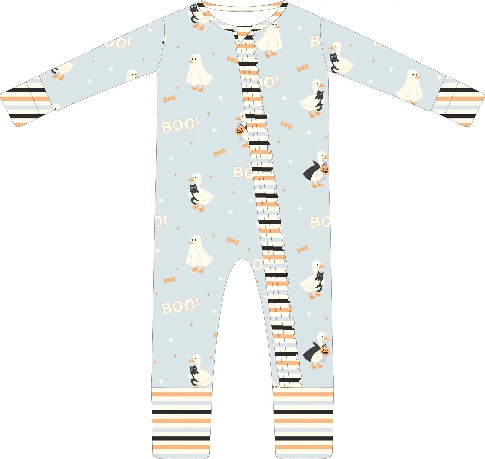 Max and Pippa | Boo Goose Halloween Ruffle Convertible Zippie Pajamas by Max and Pippa