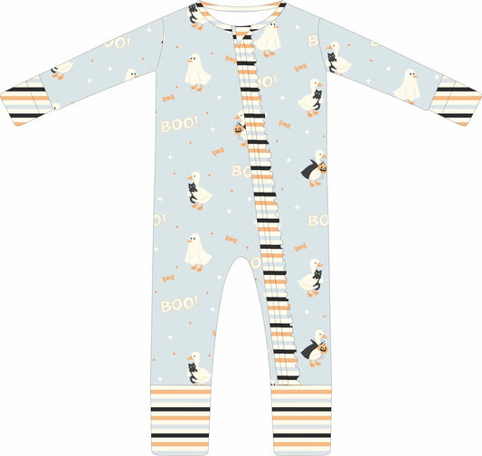 Max and Pippa | Boo Goose Halloween Ruffle Convertible Zippie Pajamas by Max and Pippa