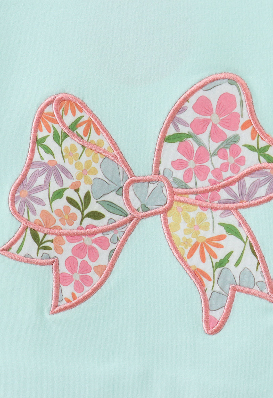 Max and Pippa - Blue Bow Floral Applique Two Piece Set