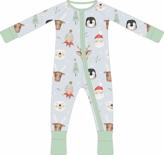 Max and Pippa - Holiday Friends Blue Bamboo Zippie