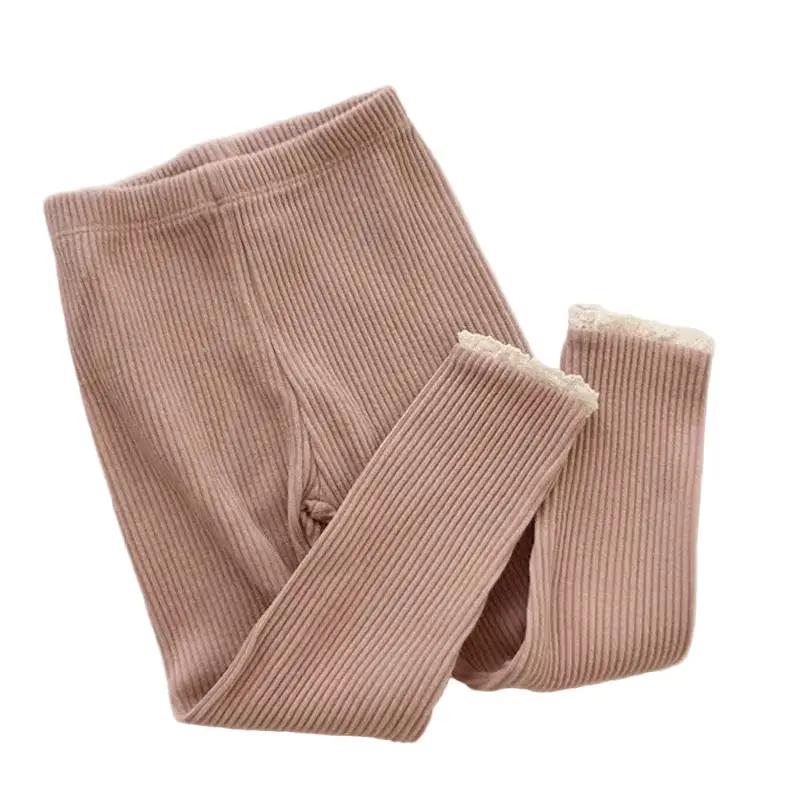Little Girl Lace Edged Leggings by Max and Pippa
