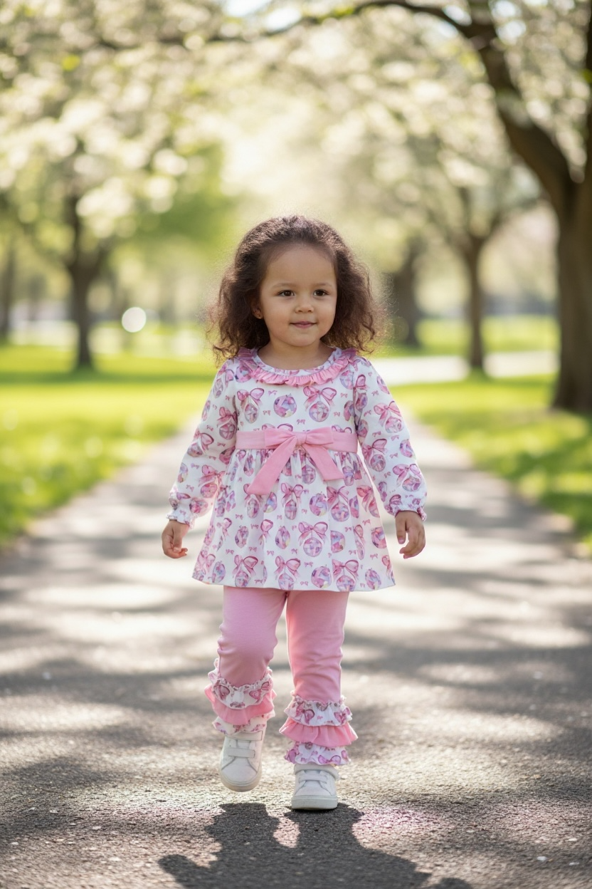 Max and Pippa - Bows and Disco Balls Two Piece Ruffle Set