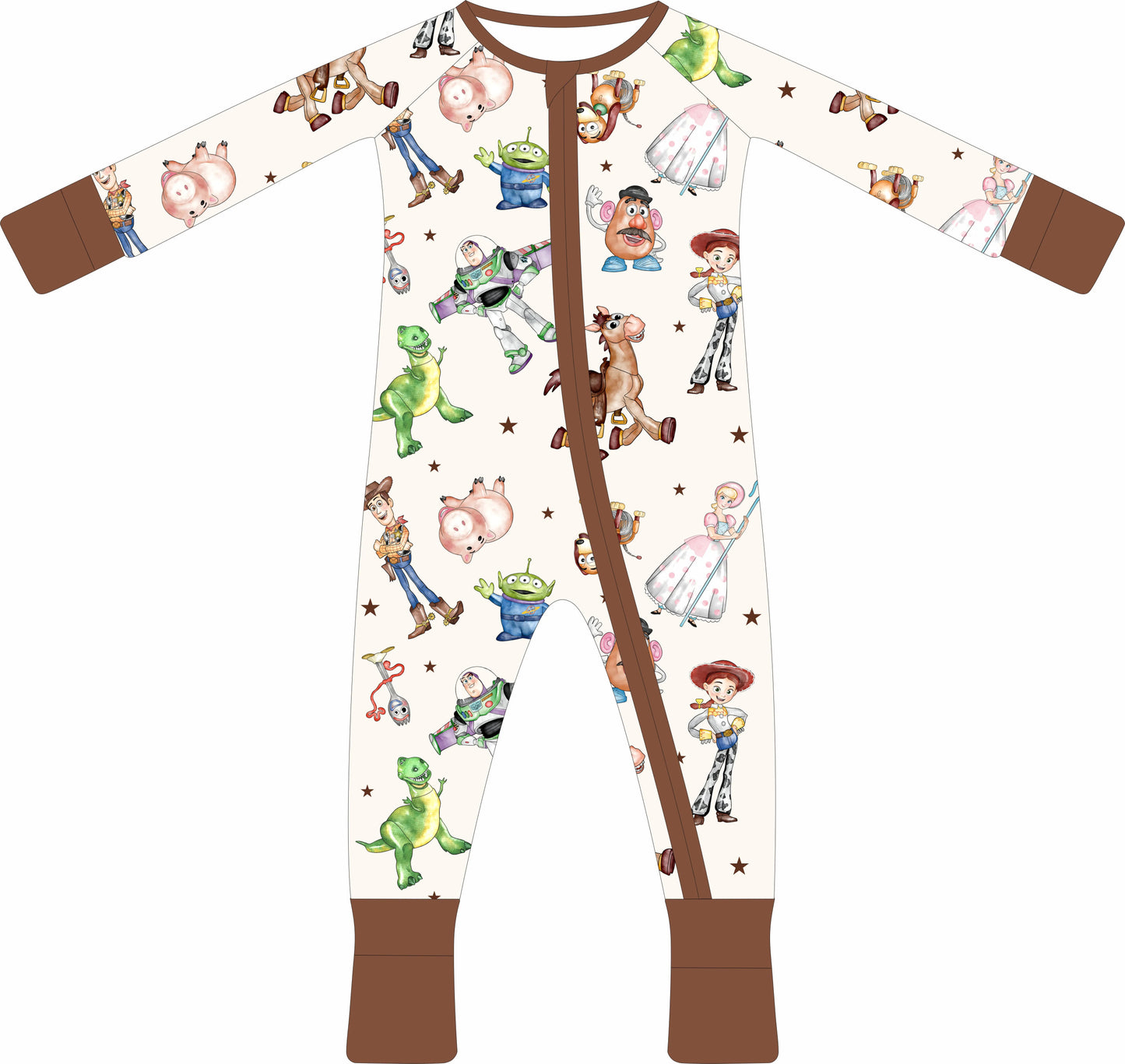 A Cowboy and his Friends Bamboo Convertible Zippie Pajamas