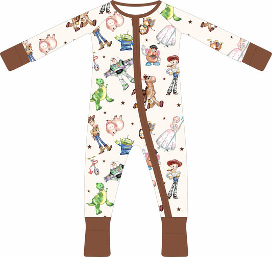 A Cowboy and his Friends Bamboo Convertible Zippie Pajamas