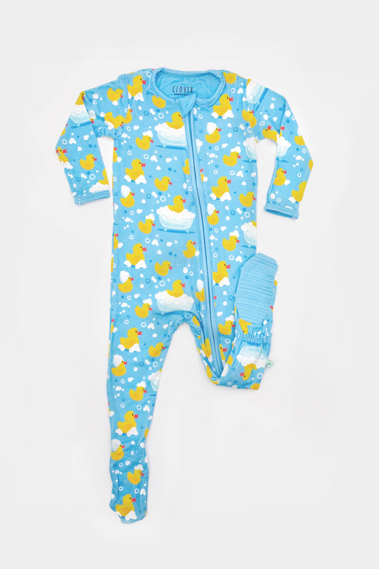 Soft & Stretchy Zipper Footie - Rubber Duckies