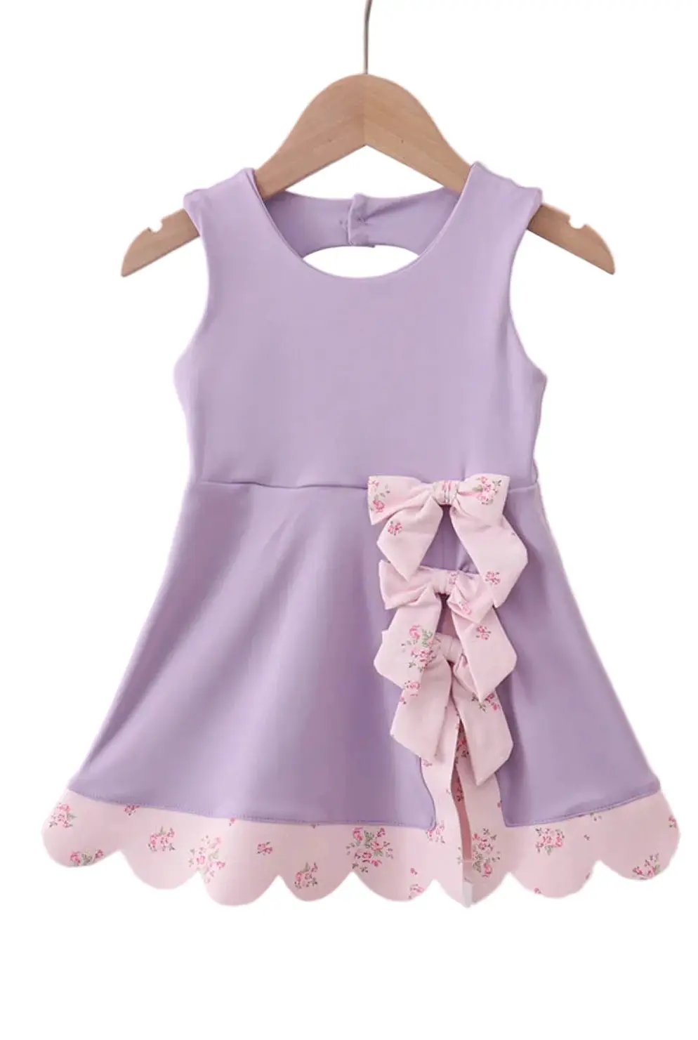 Purple Scalloped Bow Active Dress by Abby & Evie