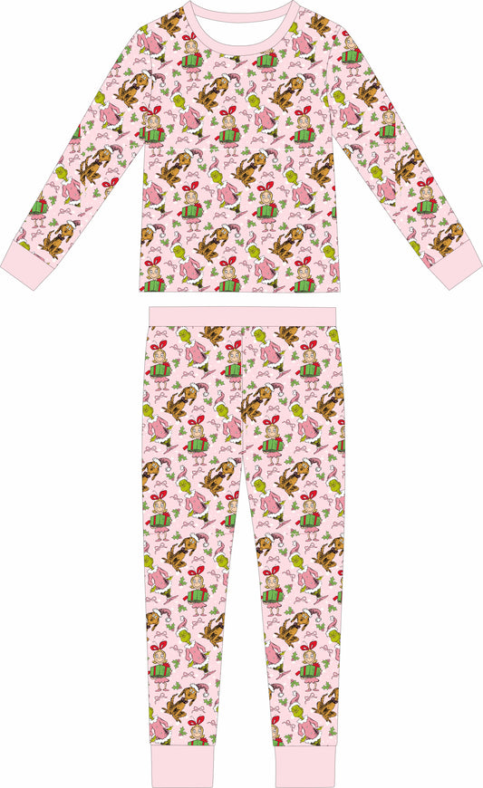 Max and Pippa | The Green Guy Ruffle BambooTwo Piece Pajama Set