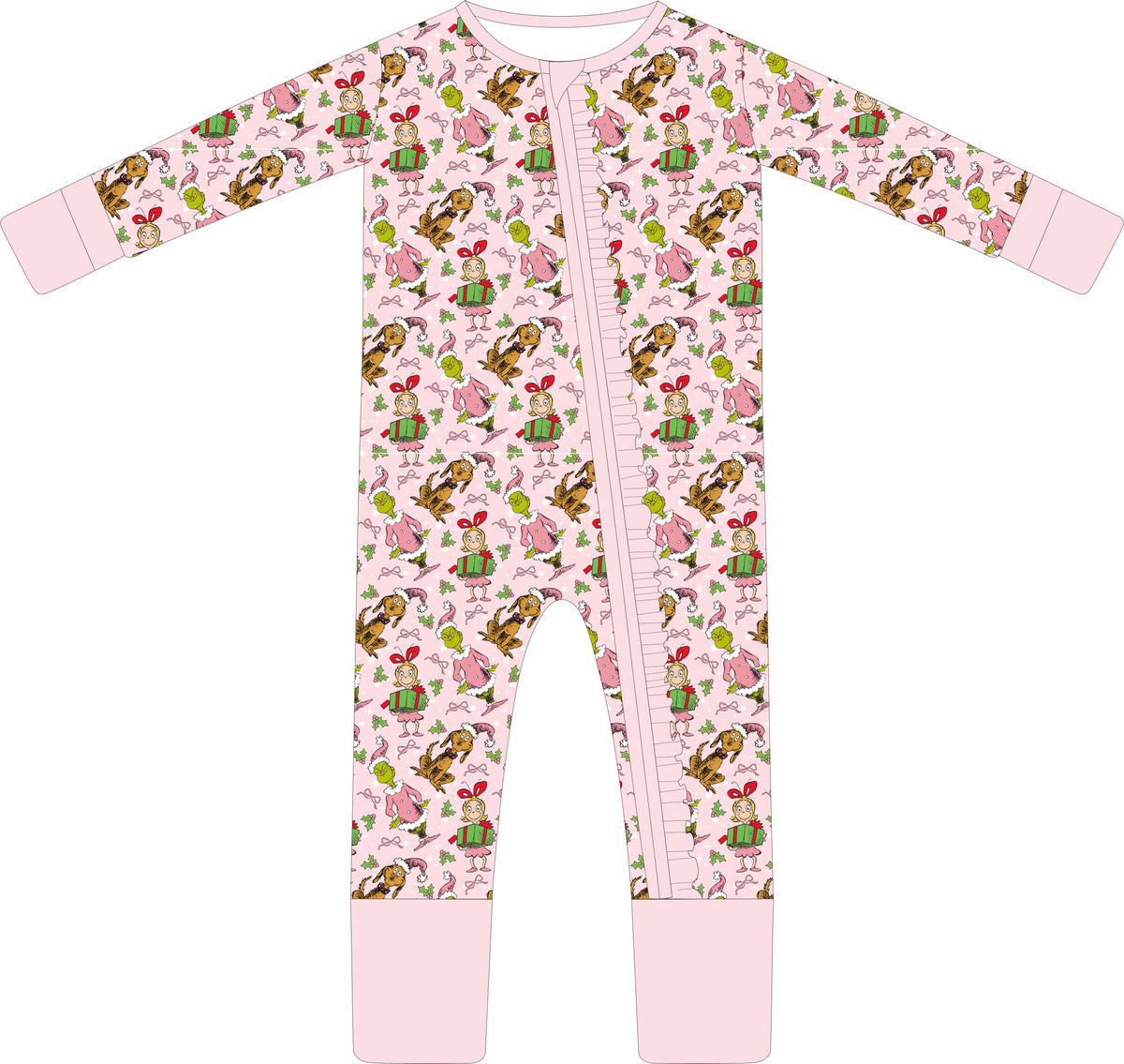 Max and Pippa | Green Guy Ruffle Bamboo Romper Pajamas
