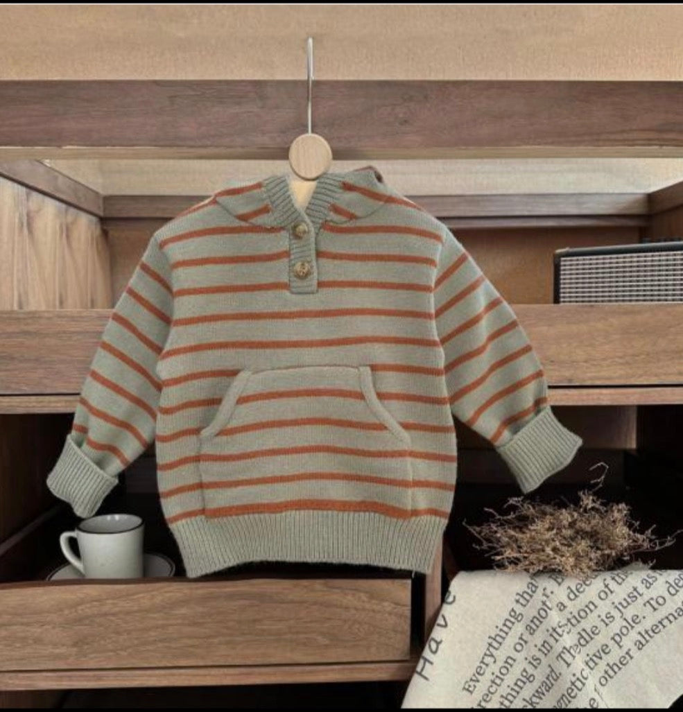 Max and Pippa Olive Striped Sweater
