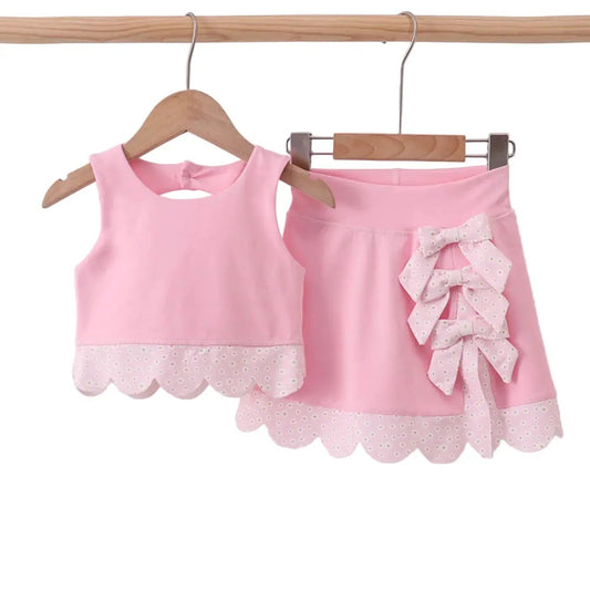 Pink Scalloped Active Shorts Set by Abby & Evie