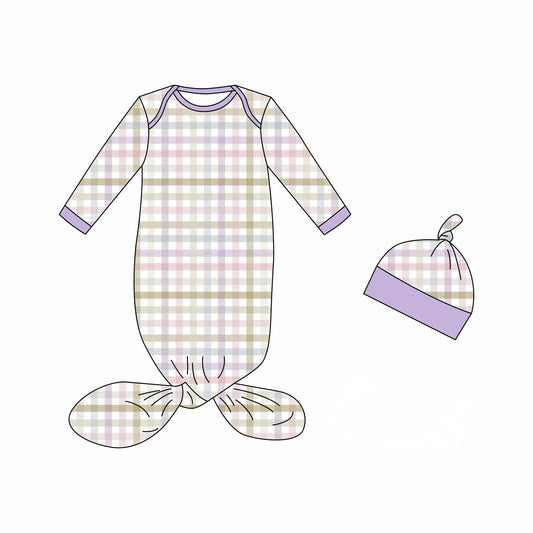 Max and Pippa - Lavender Checked Gown Set