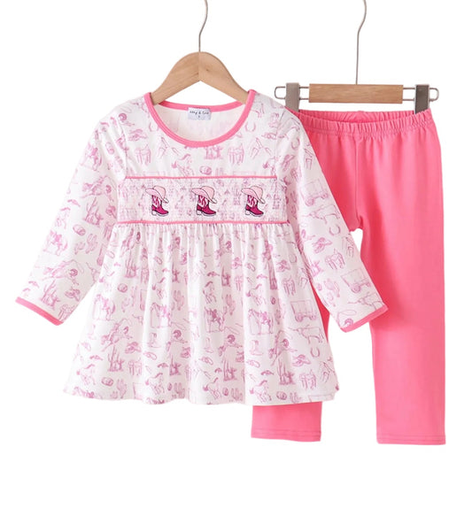 Abby & Evie | Western Smocked Two Piece Set