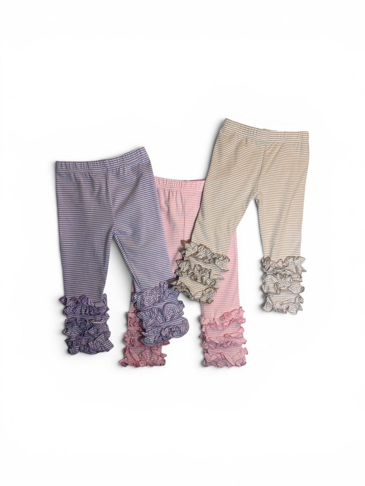 Max and Pippa - Striped Ruffle Bottom Leggings