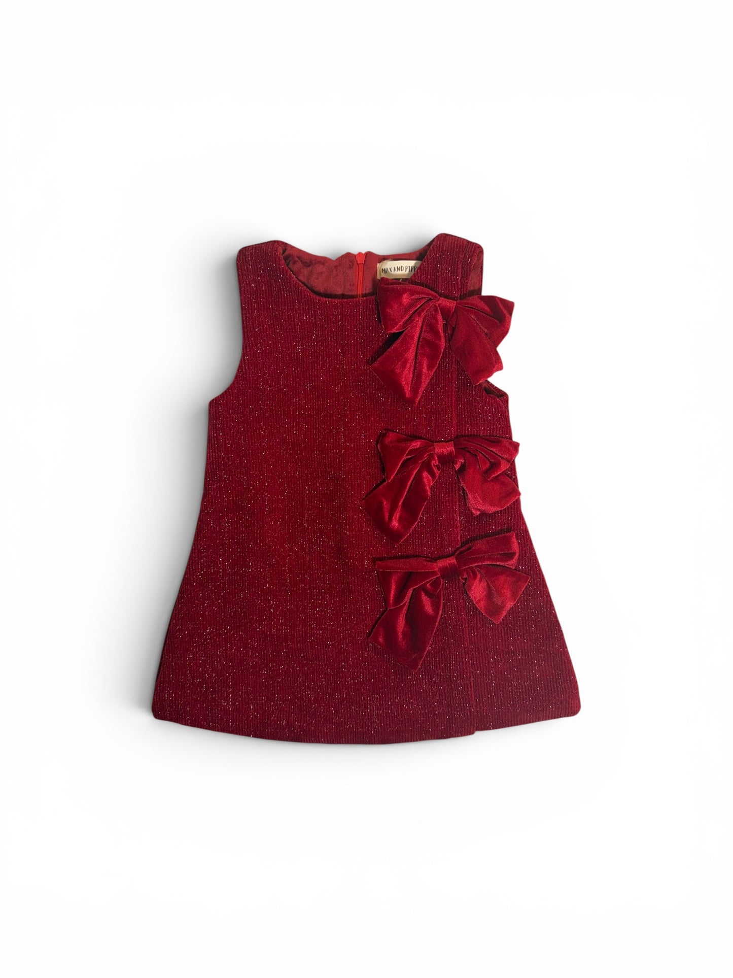 Max and Pippa - Red Bow Sparkle Dress