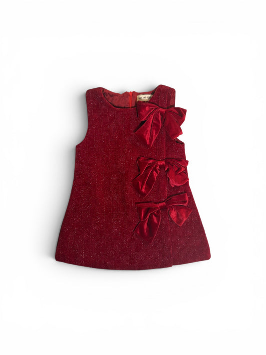 Max and Pippa - Red Bow Sparkle Dress