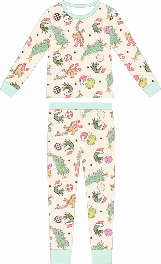 Max and Pippa - The Green Guy Bamboo Two Piece Pajamas - Girl and Boy Patterns Available