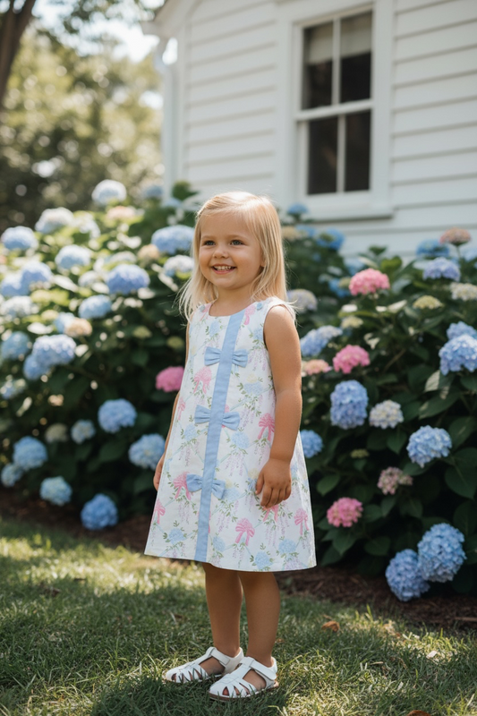 Blue Hydrangea Bow Dress