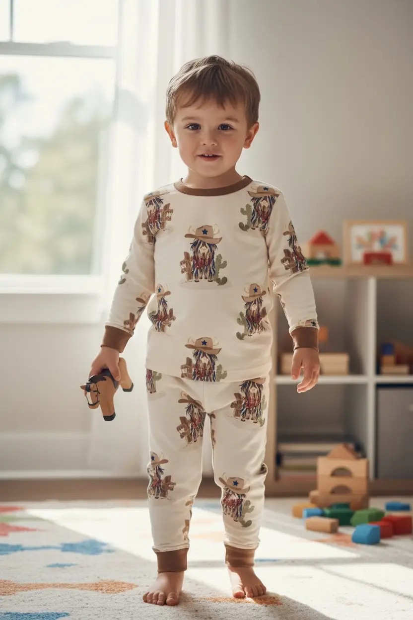 Max and Pippa - Bamboo Highland Cowboy 2 - Piece Pajama Set by Max and Pippa