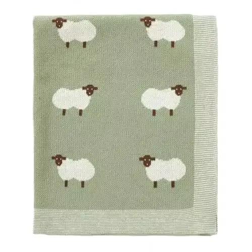 Sage Green Sheep Knit Blanket by Max and Pippa