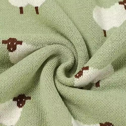 Sage Green Sheep Knit Blanket by Max and Pippa