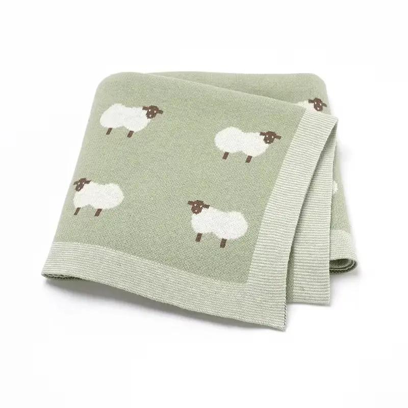Sage Green Sheep Knit Blanket by Max and Pippa