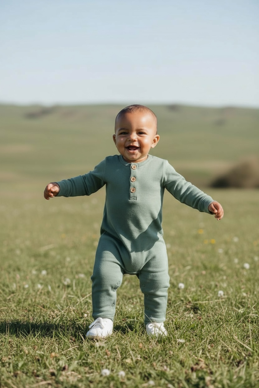 Max and Pippa - Organic Cotton Henley Romper