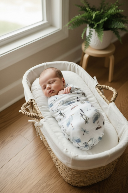 Max and Pippa - Muslin Swaddling Blanket - Blue Heron