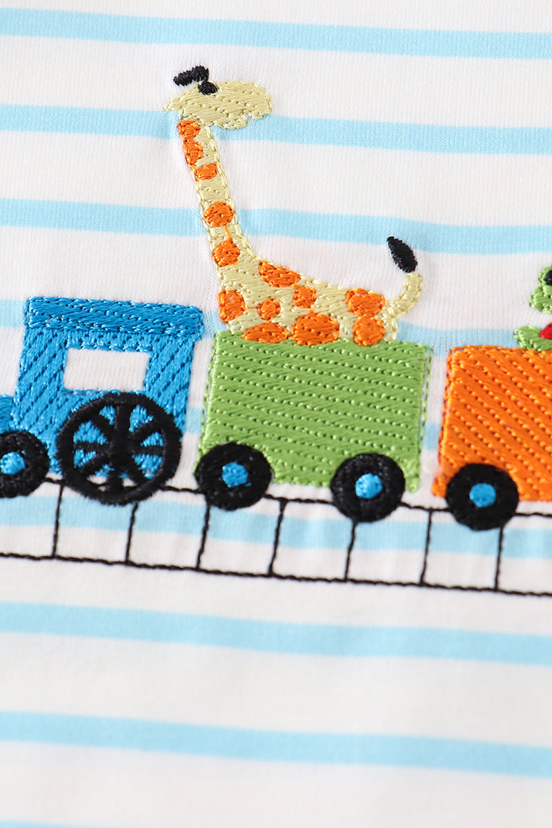 Abby & Evie - Blue Circus Embroidery Boy JonJon