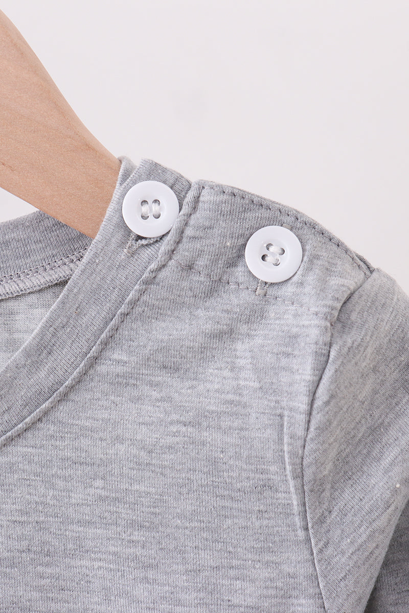 Abby & Evie - Grey Reindeer Applique Top