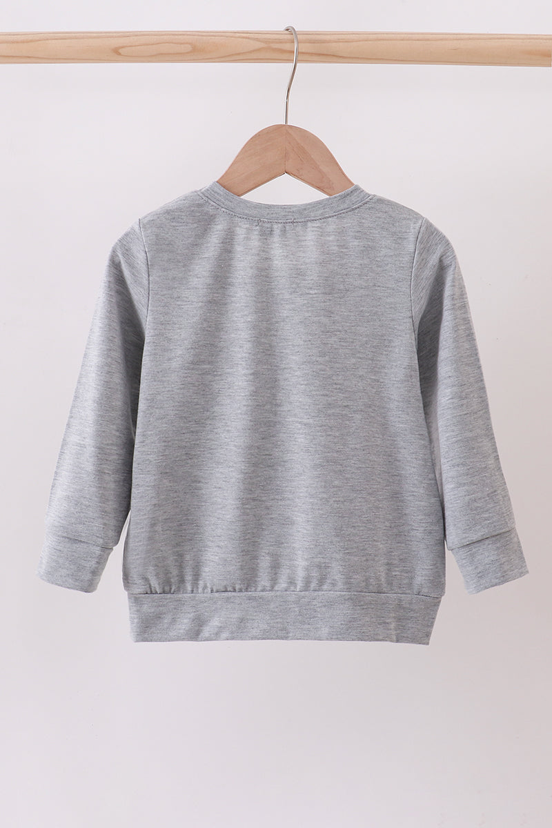 Abby & Evie - Grey Reindeer Applique Top