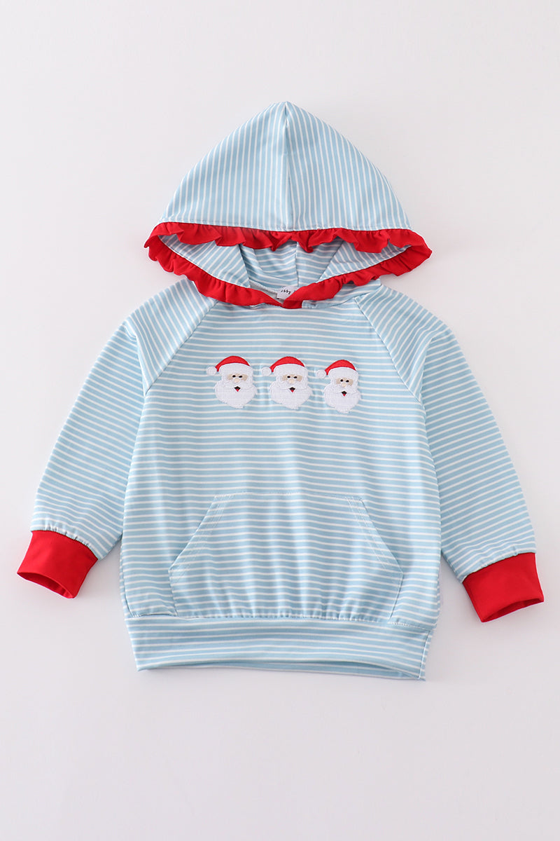 Christmas Santa Ruffle Embroidery Girl Hoodie