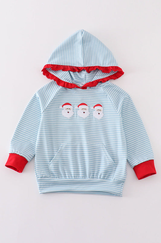 Christmas Santa Ruffle Embroidery Girl Hoodie