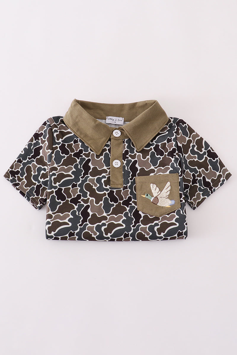 Abby & Evie - Camouflage Duck Embroidery Shirt
