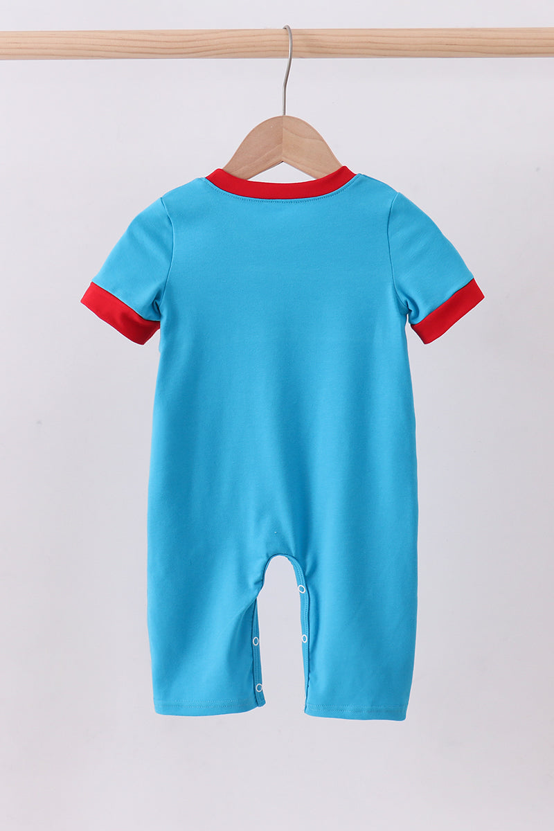 Abby & Evie - Blue and Red Fish Character Romper