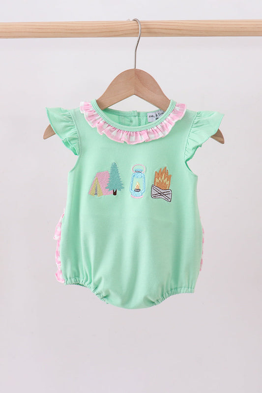Abby & Evie - Mint Green Camper Embroidery Ruffle Bubble