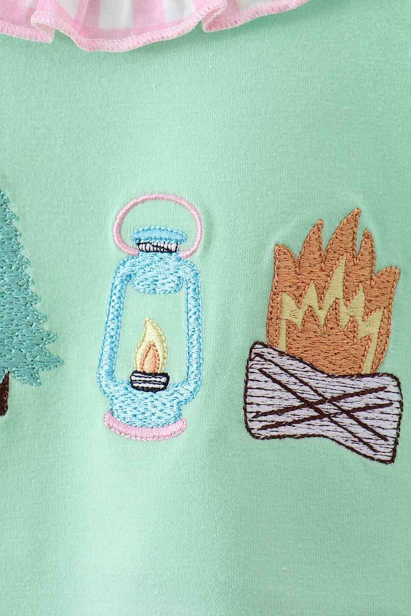Abby & Evie - Mint Green Camper Embroidery Ruffle Bubble