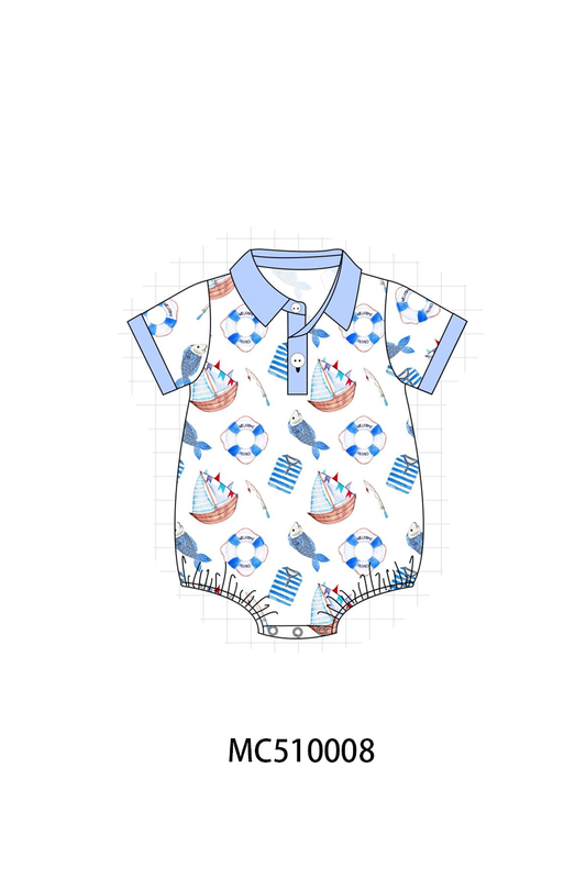 Abby & Evie - Blue Sailboat Print Bubble