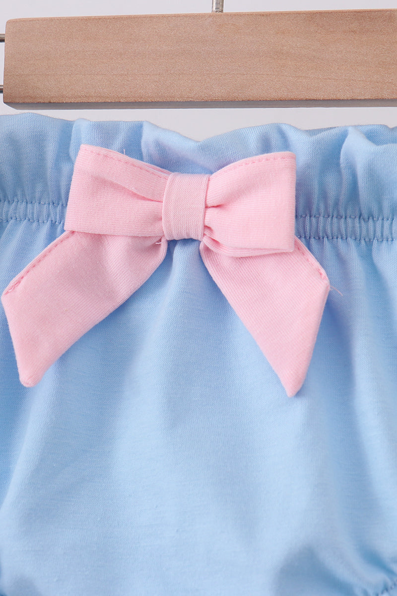 Abby & Evie - Blue Shell Starfish Print Bow Bloomer Set