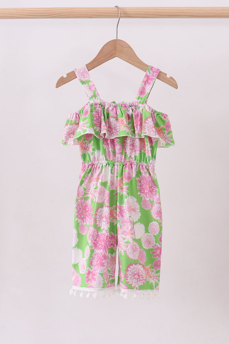 Little Girl Pink Floral Jumpsuit