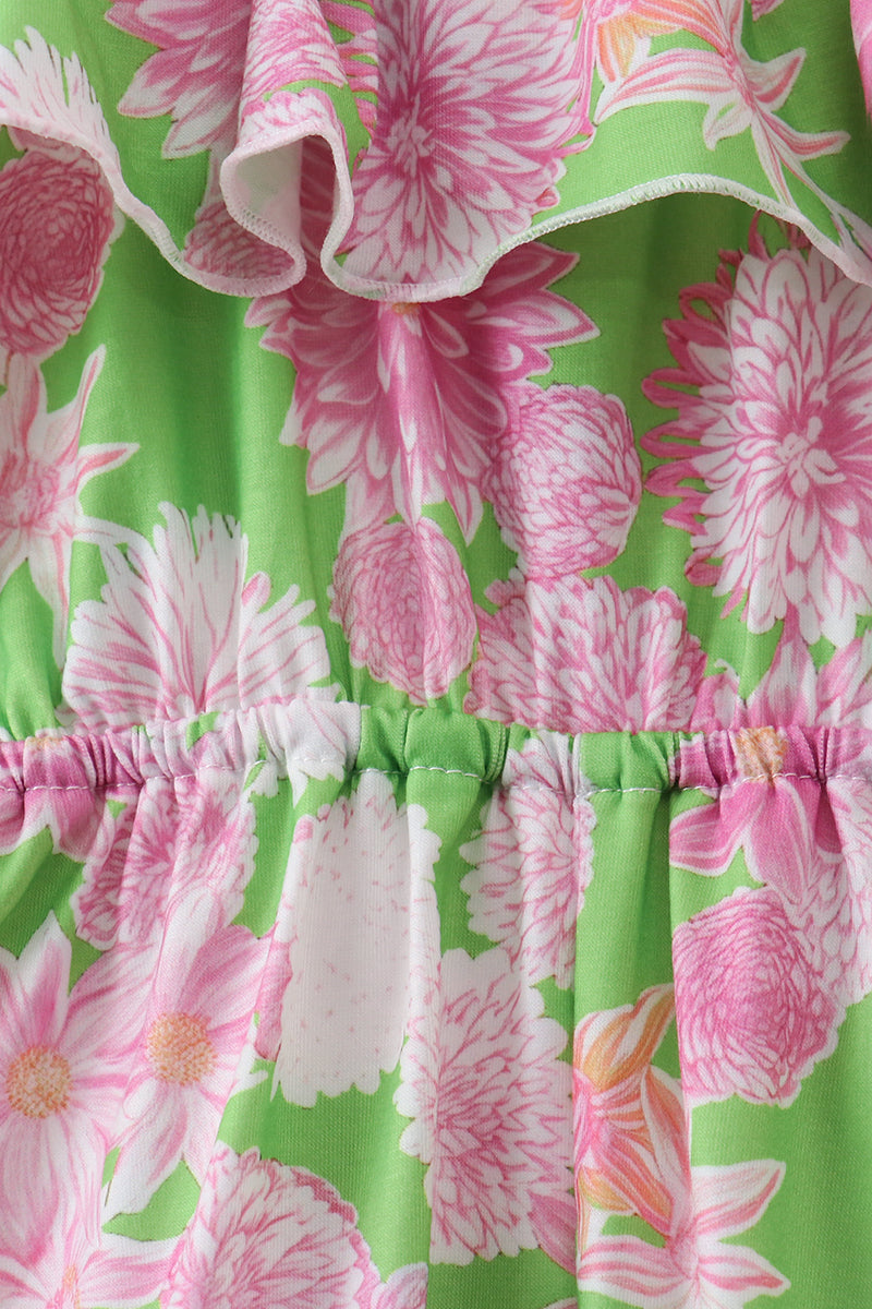 Little Girl Pink Floral Jumpsuit