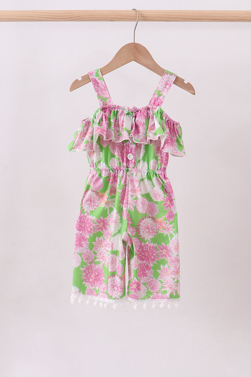 Little Girl Pink Floral Jumpsuit