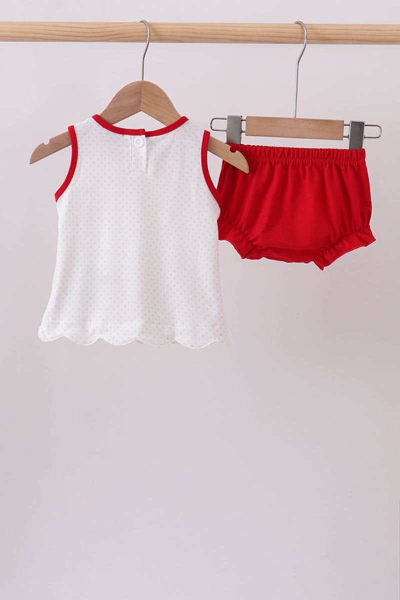 Red Star Applique Ruffle Bloomer Set - Fourth of July