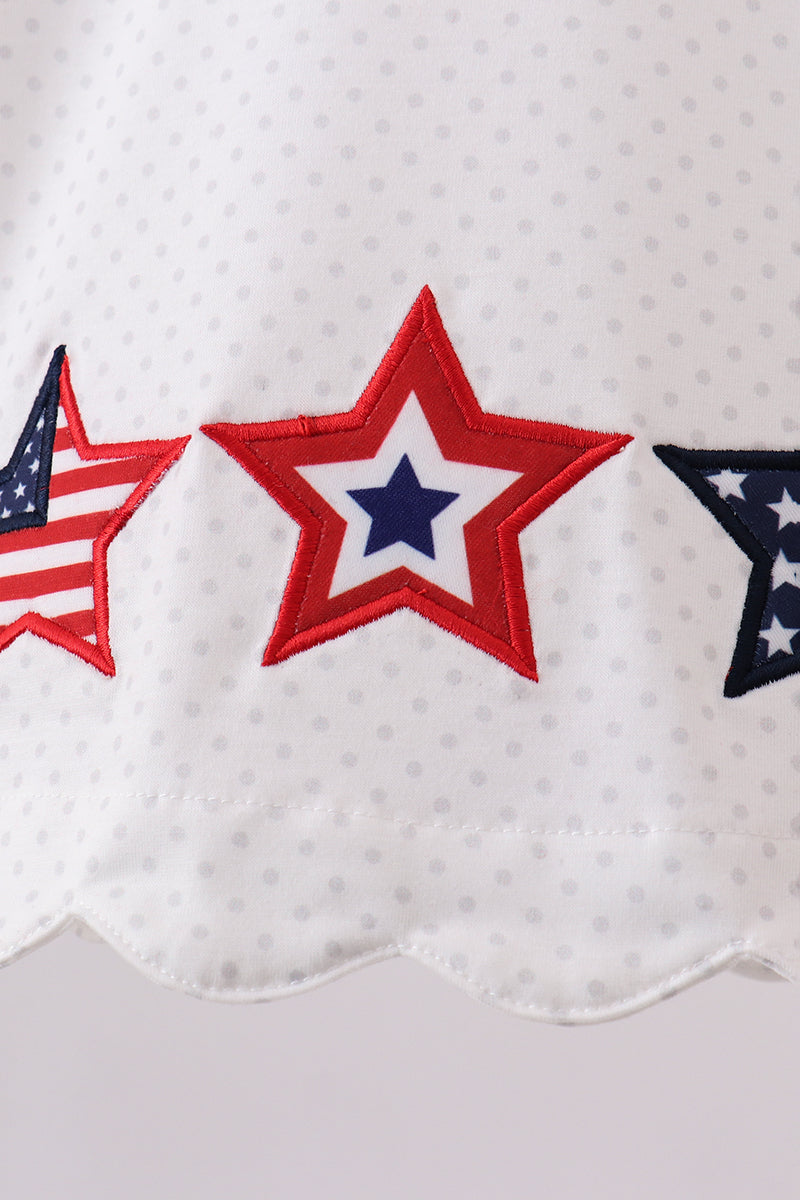 Red Star Applique Ruffle Bloomer Set - Fourth of July