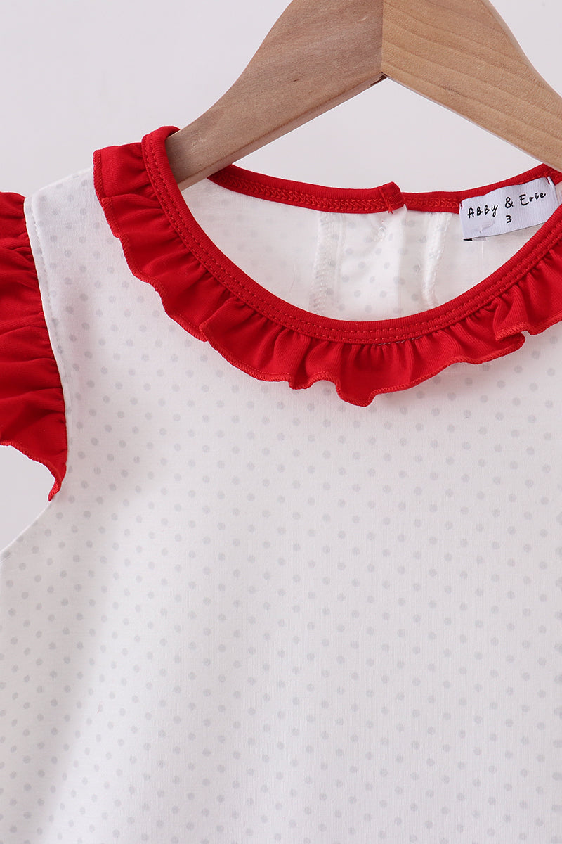 Little Girl Red and Blue Star Applique Dress - Fourth of July