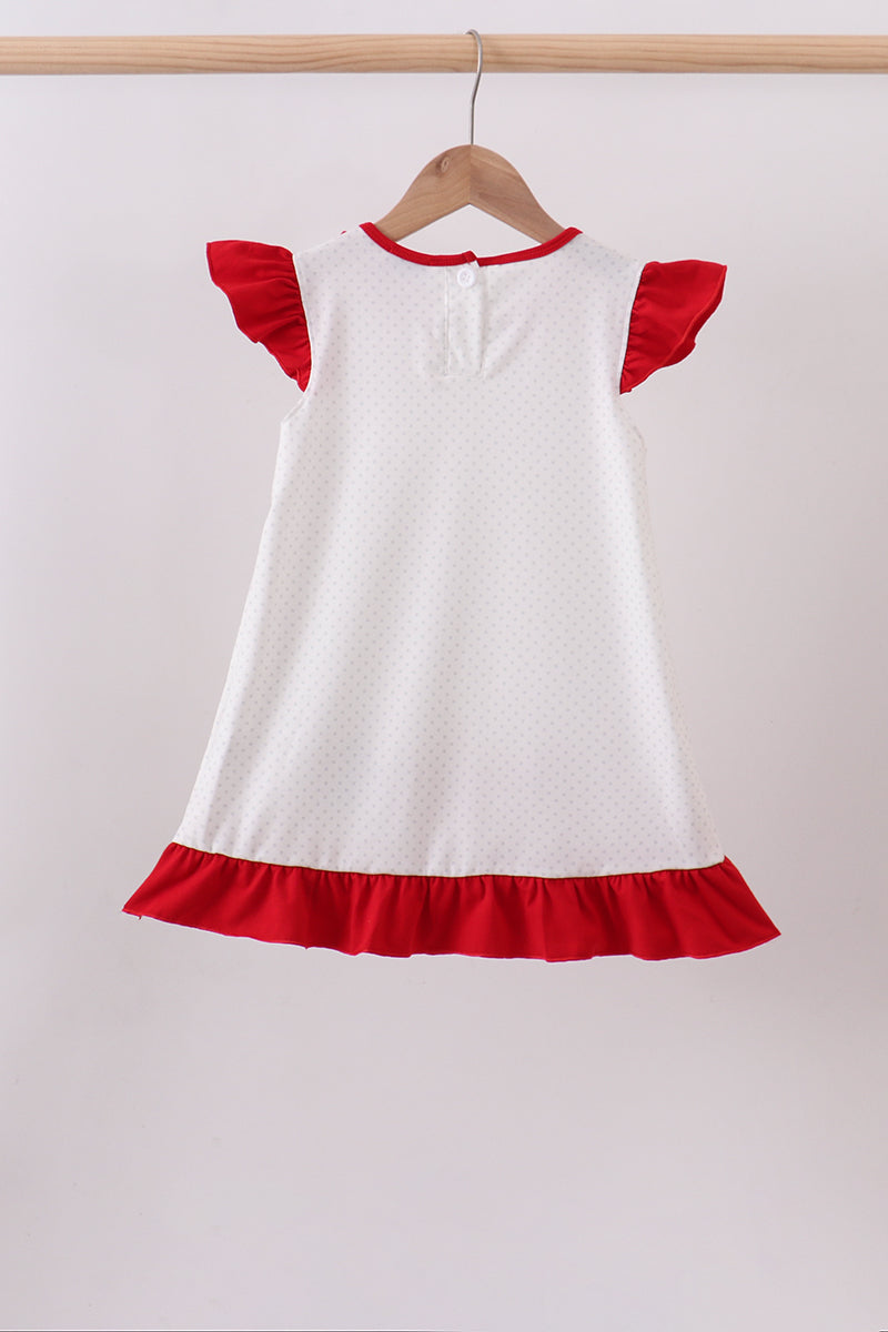 Little Girl Red and Blue Star Applique Dress - Fourth of July