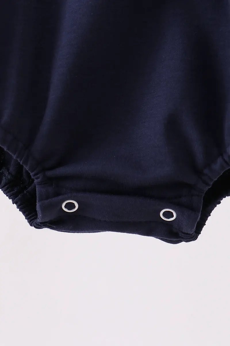 Navy Flag Applique Gingham Ruffle Bubble - 4th of July by Abby & Evie