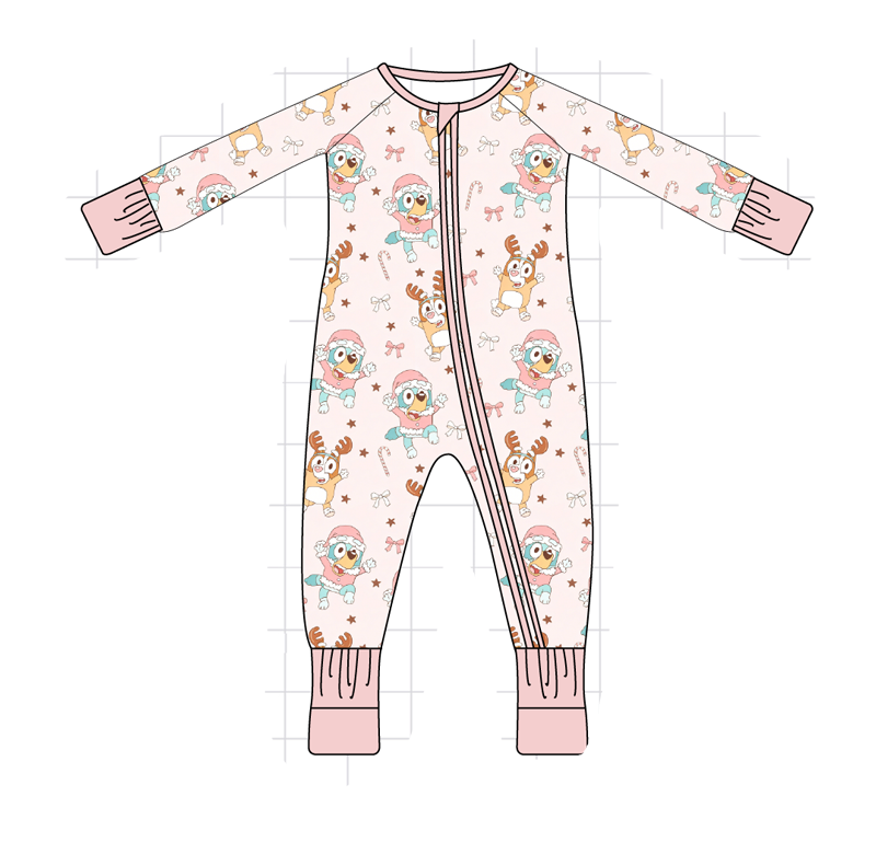 Children's onesie with animal print on a white background